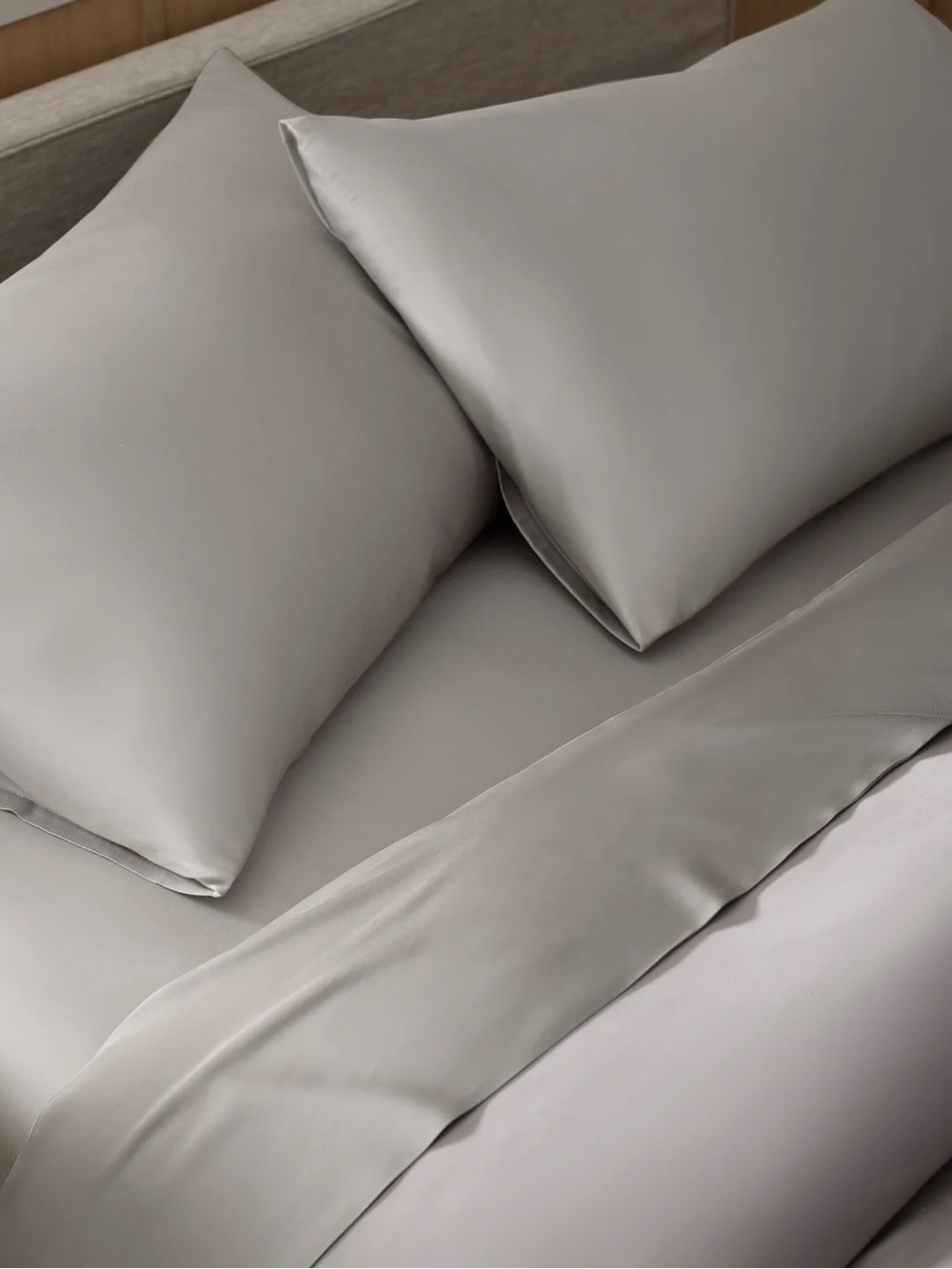 Cozy Earth Light Grey Bamboo Viscose Set of 2 King pillowcases NWT $88
